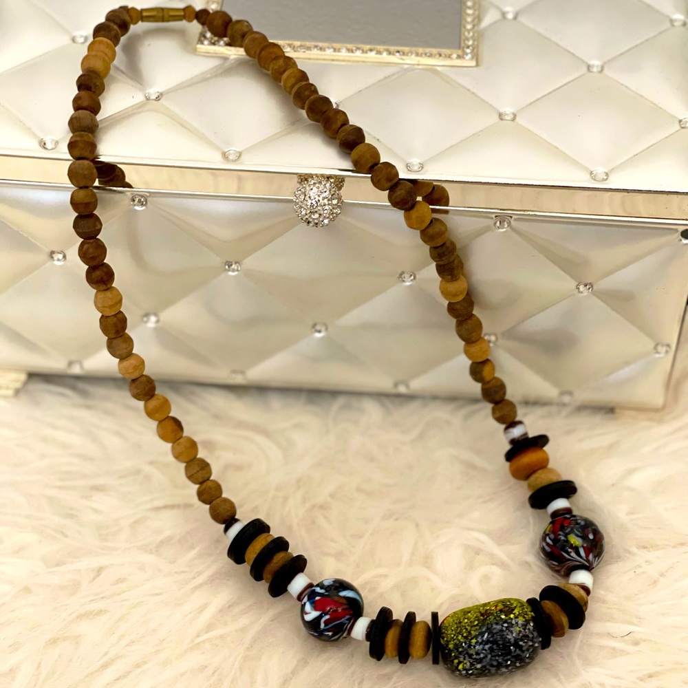 Wood & Art Inspired 12 Inch Necklace
